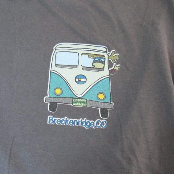 Adult Gray Breckenridge, Colorado Camper Van Adventure Graphic T-Shirt Size L - Picture 3 of 7